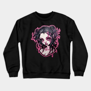 Goth Girl Pink Lipstick Crewneck Sweatshirt